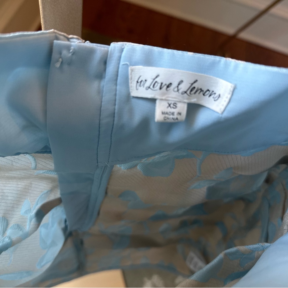 Light Blue Floral Mini dress by For Love & Lemons size xs - Picture 3 of 3